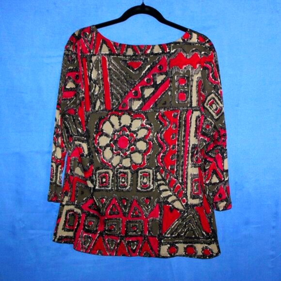 Ruby Rd. Woman Abstract Print Embellished Tunic 1X - Picture 3 of 4